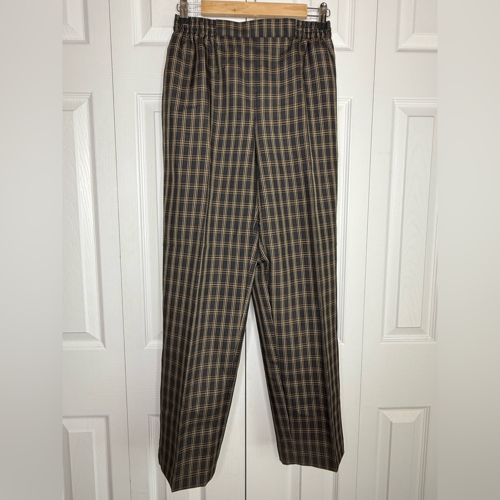 Plaid Dress Pants Women’s Sara Morgan Pull-on Elastic Waist Vintage Pockets 10